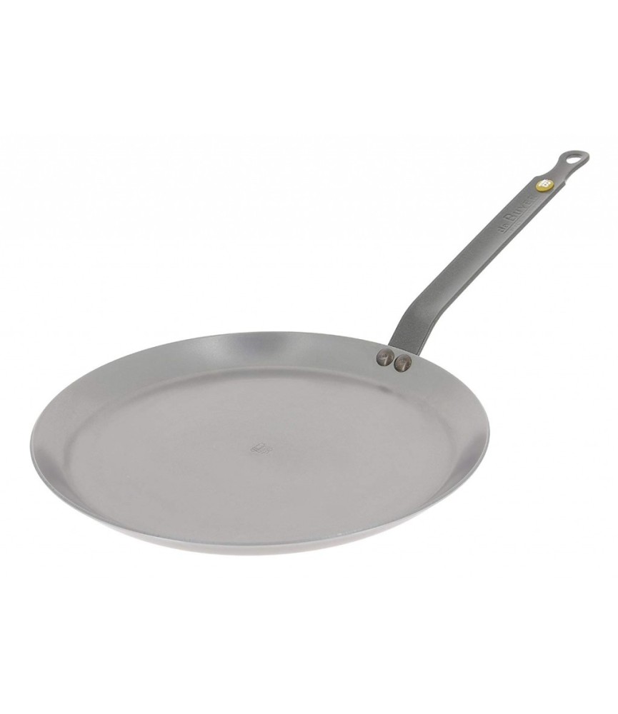 Poêle à crêpes - MINERAL B ELEMENT - Revêtue de Cire d'Abeille - Tôle d'Acier Blanche - Diamètre 30 cm - DE BUYER