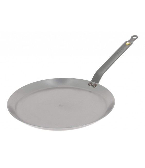 Poêle à crêpes - MINERAL B ELEMENT - Revêtue de Cire d'Abeille - Tôle d'Acier Blanche - Diamètre 30 cm - DE BUYER