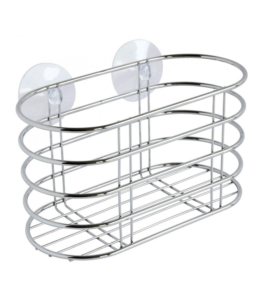 Panier de rangement en métal chrome - Ventouse - Collection Broadway - GELCO