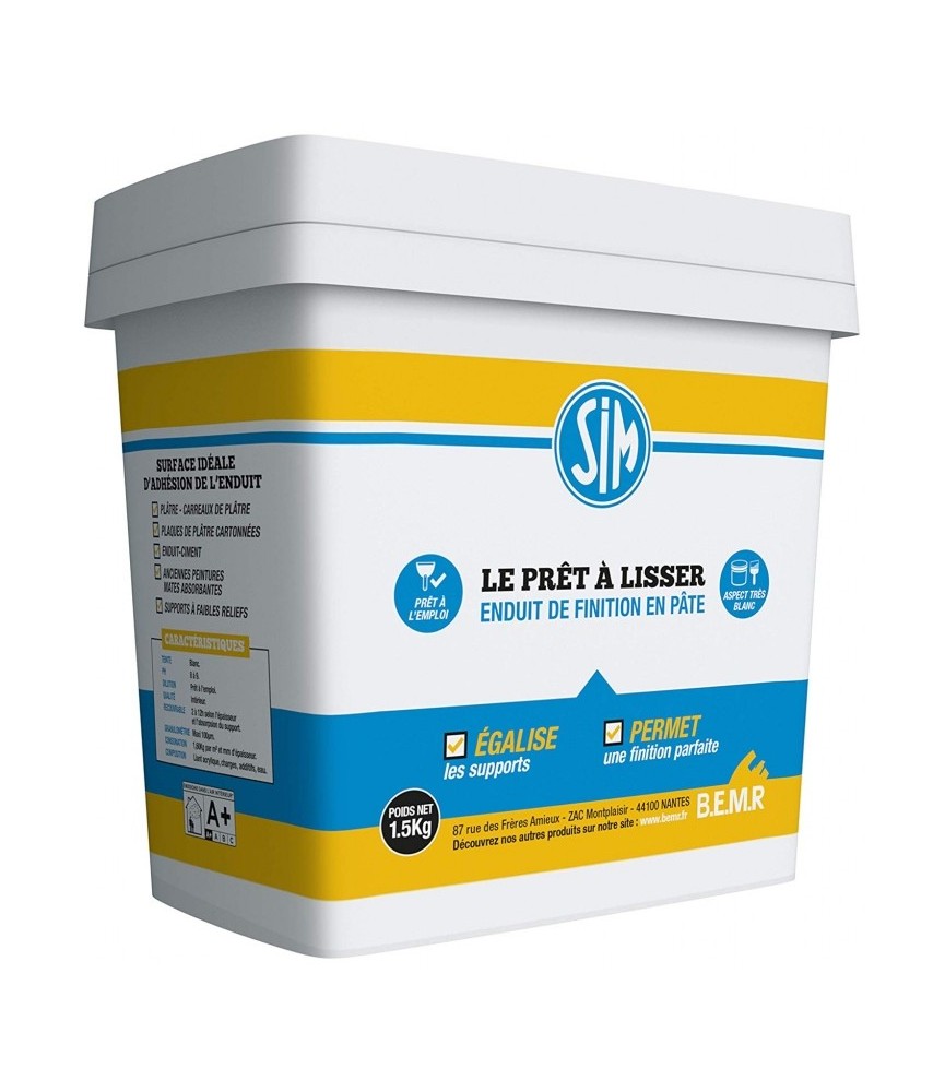 Enduit de lissage et de finition - Prêt à poser - SIM - 1.5 kg - SIM Enduit de lissage et de finition - Prêt à poser - SIM - 1.5 kg - SIM