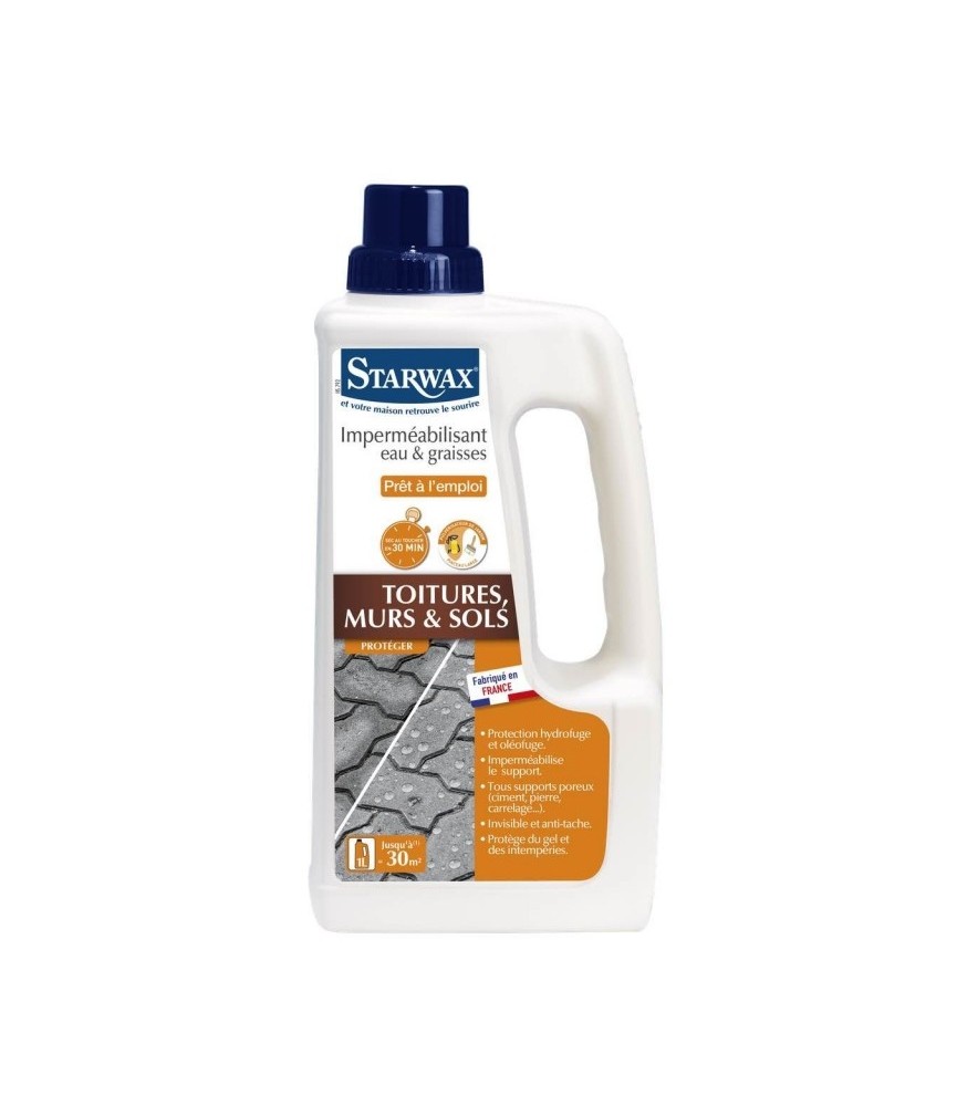Imperméabilisant eau et graisses - Toitures, Murs et sols - 1 L - STARWAX Imperméabilisant eau et graisses - Toitures, Murs et sols - 1 L - STARWAX