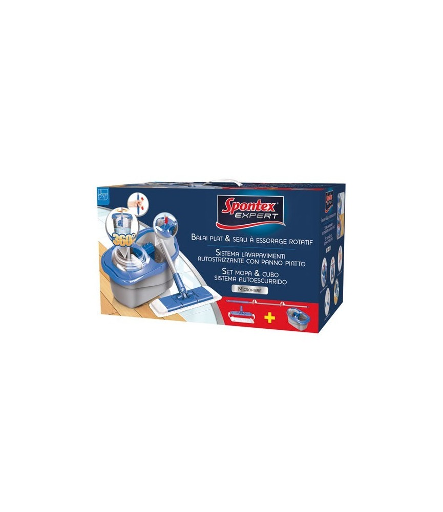 Balai + seau d'essorage rotatif - SPONTEX EXPERT Balai + seau d'essorage rotatif - SPONTEX EXPERT