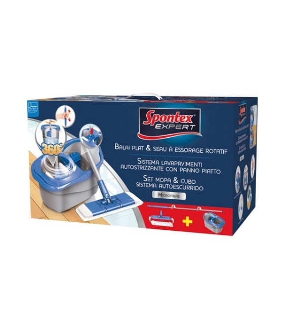 Balai + seau d'essorage rotatif - SPONTEX EXPERT