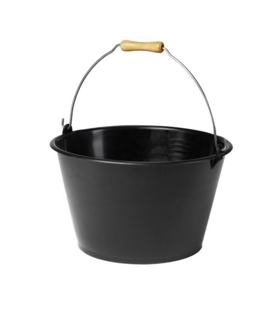 Seau à vendanges -Plastique - Poignée bois - 15.5 L - Noir - EDA