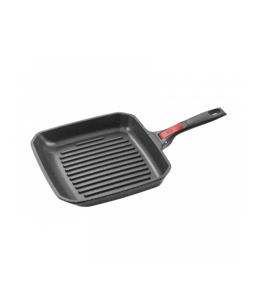 Poêle gril façon pierre carrée - Poignées amovibles - Volna - 26 cm - PRADEL