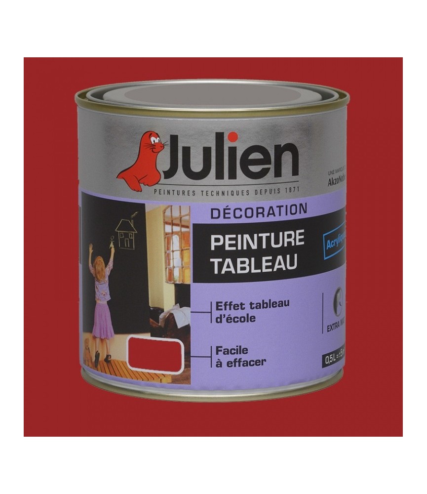 Peinture Tableau - Bois, MDF, Plâtre, Fer - Rouge - 500 ml - JULIEN