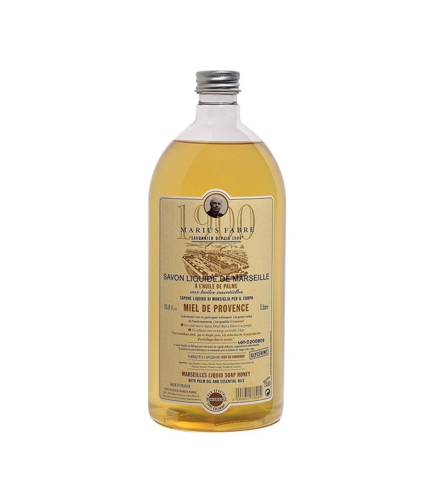 Recharge de savon de marseille liquide - Miel de provence - 1 L - MARIUS FABRE Recharge de savon de marseille liquide - Miel de provence - 1 L - MARIUS FABRE