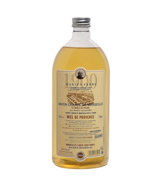Recharge de savon de marseille liquide - Miel de provence - 1 L - MARIUS FABRE