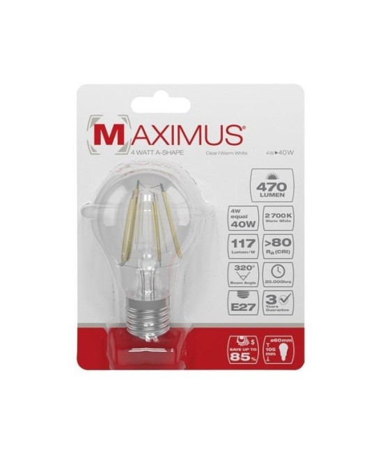 Ampoule filament LED - E27 - 4 Watts - Maximus - DURACELL