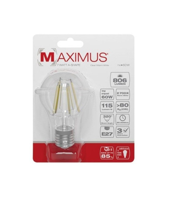 Ampoule filament LED - E27 - 7 Watts - Maximus - DURACELL