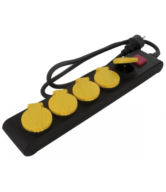 Bloc multiprise étanche IP44 - Bouchons et interrupteur - 5 prises - DHOME