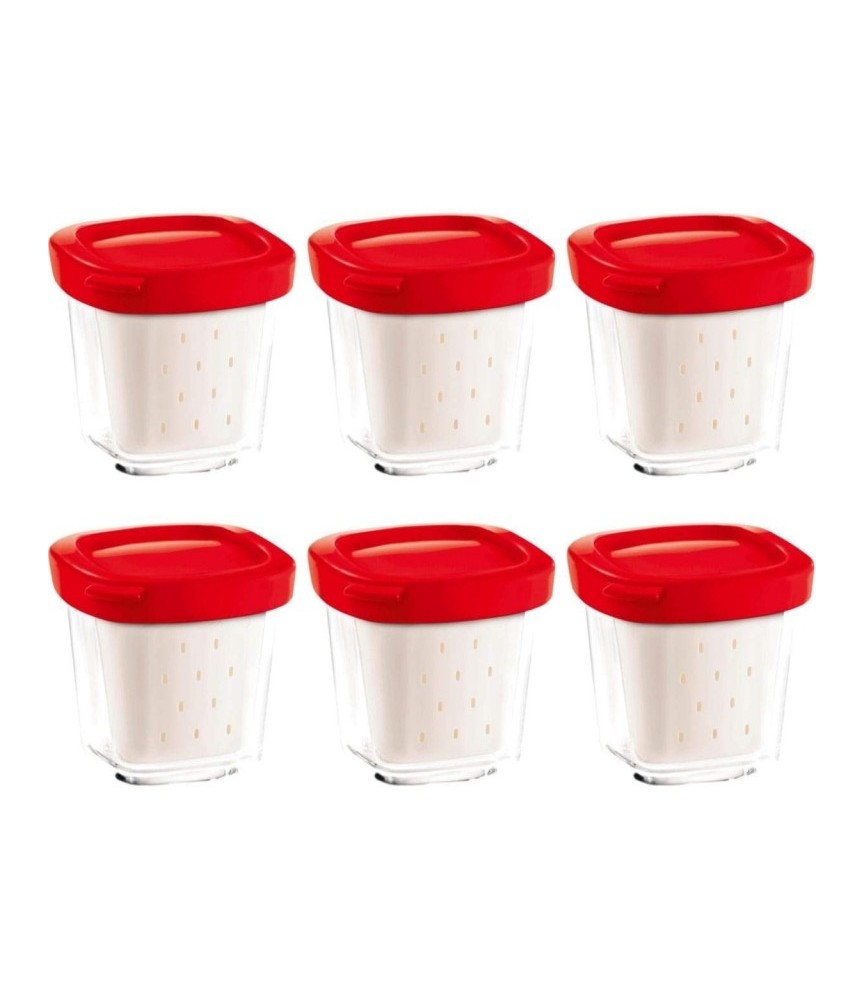 6 pots yaourtière multi délices express couvercle rouge - XF100501 - SEB 6 pots yaourtière multi délices express couvercle rouge - XF100501 - SEB
