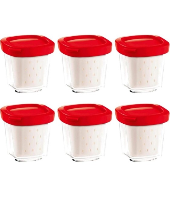 6 pots yaourtière multi délices express couvercle rouge - XF100501 - SEB