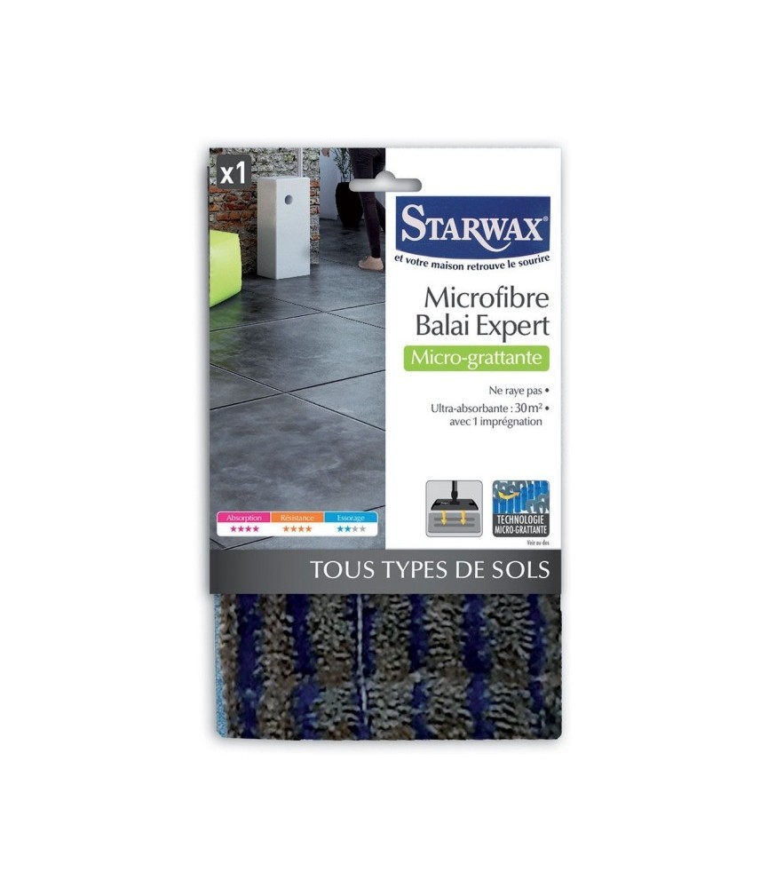 Microfibre Micro-grattante pour balai expert - Tous sols - STARWAX Microfibre Micro-grattante pour balai expert - Tous sols - STARWAX