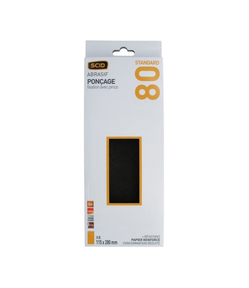 Patin fixation avec pince - 115 x 280 mm - Grain 80 - SCID Patin fixation avec pince - 115 x 280 mm - Grain 80 - SCID