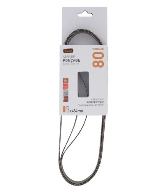 Bande sans fin abrasive - 13 x 454 mm - Grain 80 - SCID