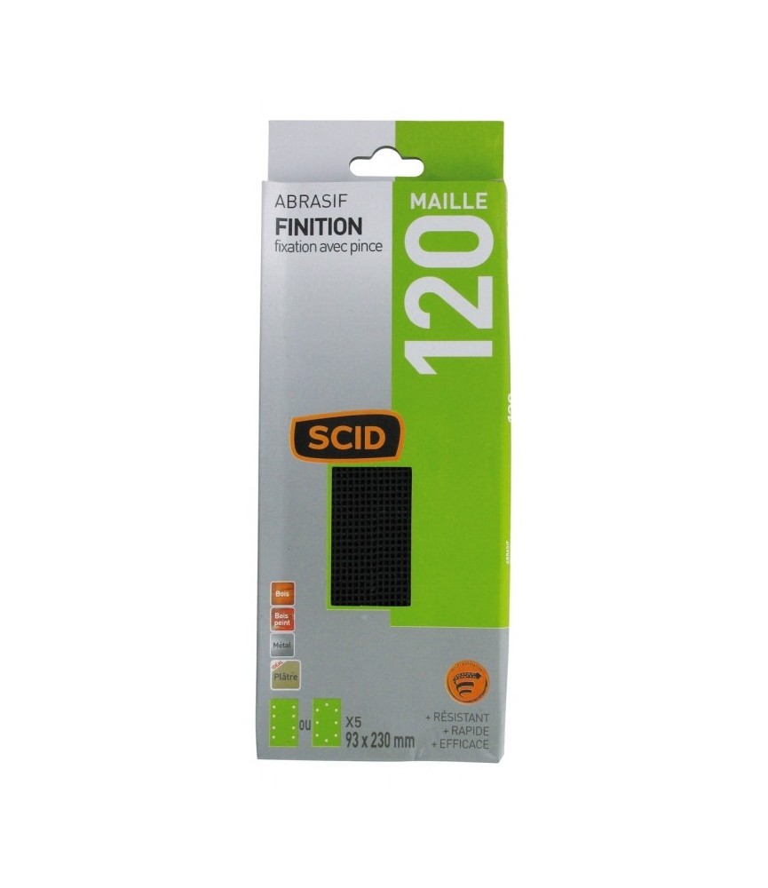 Patin maille fixation avec pince - 93 x 230 mm - Grain 120 - SCID