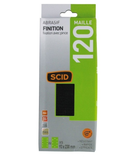 Patin maille fixation avec pince - 93 x 230 mm - Grain 120 - SCID