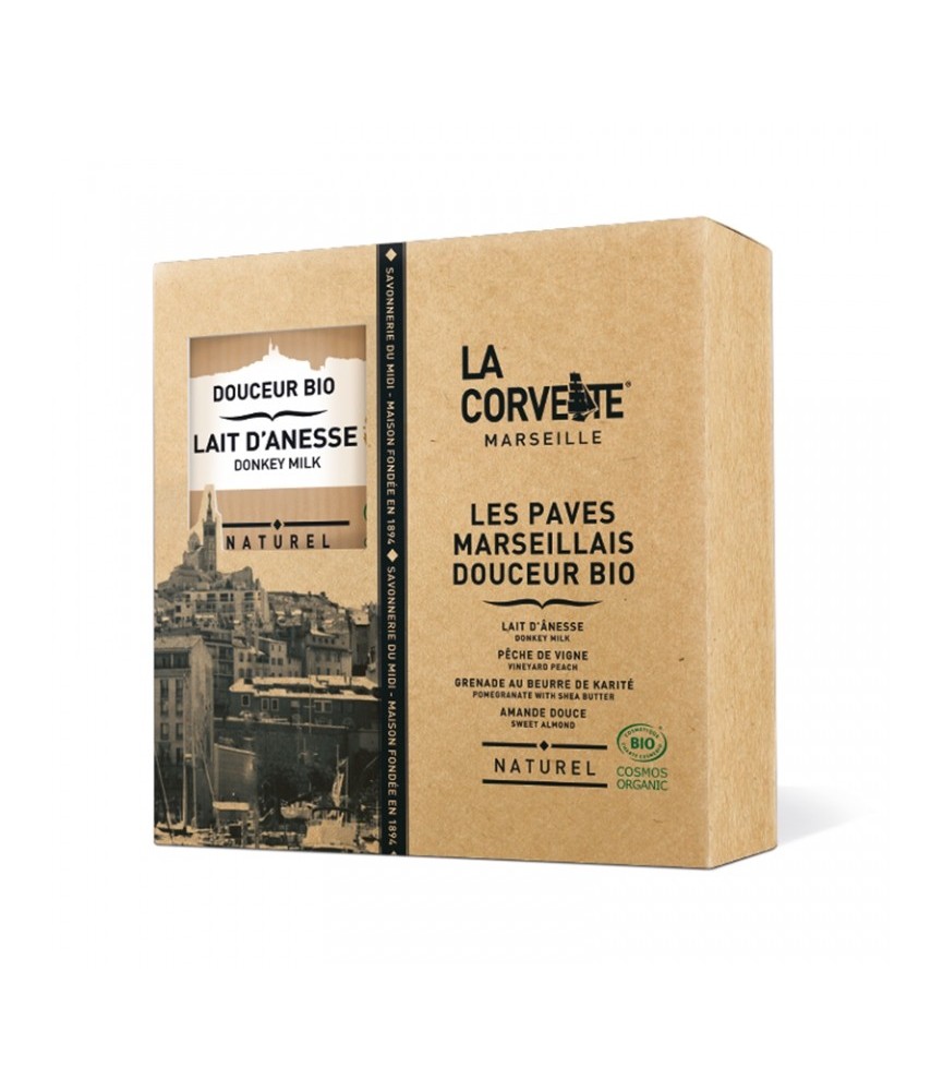 Coffret Pavés Marseillais Douceur Bio - 4 parfums - LA CORVETTE Coffret Pavés Marseillais Douceur Bio - 4 parfums - LA CORVETTE