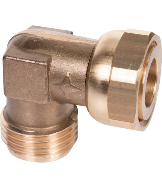 Raccord coudé 90° - À visser - Spécial gaz naturel - Mâle / Femelle - Filetage 1/2''