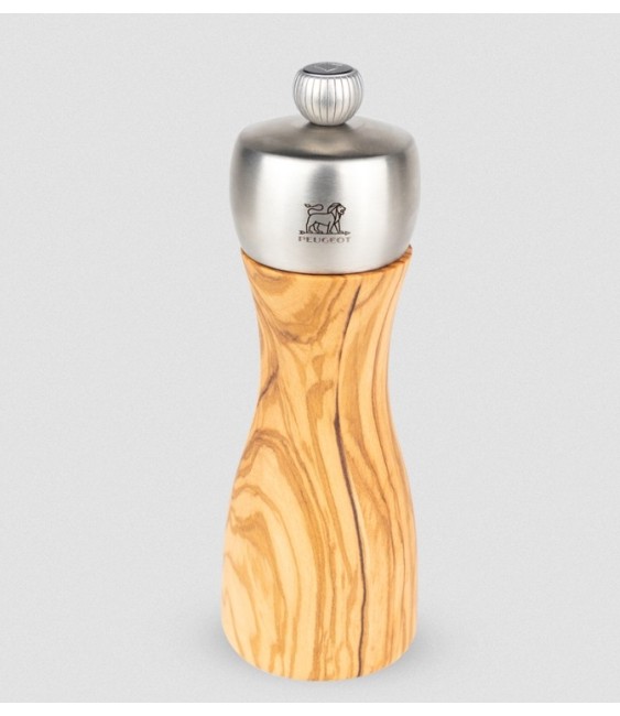 Moulin à poivre manuel en bois d'olivier et inox -15 cm - Fidgi - PEUGEOT