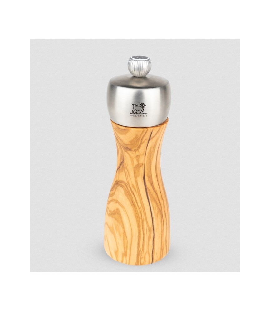 Moulin à sel manuel en bois d'olivier et inox -15 cm - Fidgi - PEUGEOT