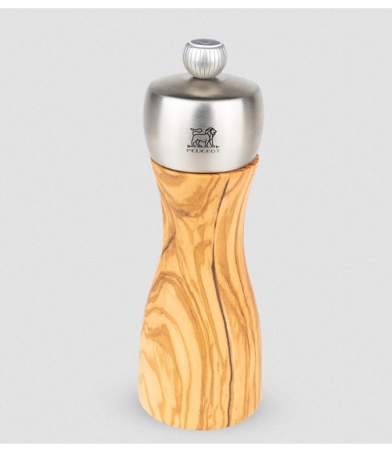 Moulin à sel manuel en bois d'olivier et inox -15 cm - Fidgi - PEUGEOT