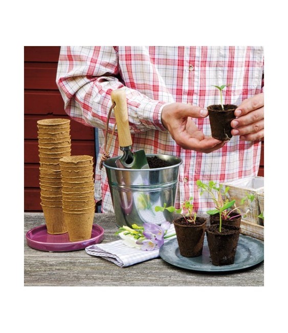 16 pots biodégradables de 8 cm de diamètre - 100 % biodégradables - Pour semis - ROMBERG