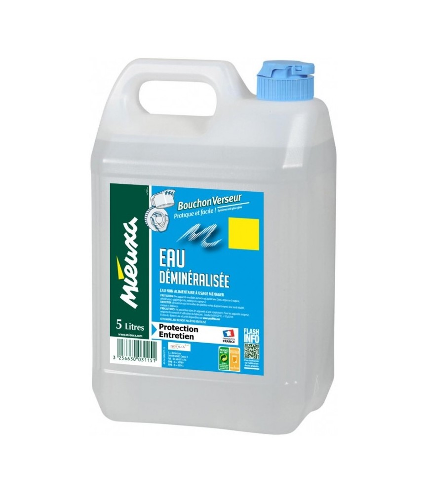 Eau déminéralisée - Protection entretien - 5 L - MIEUXA Eau déminéralisée - Protection entretien - 5 L - MIEUXA
