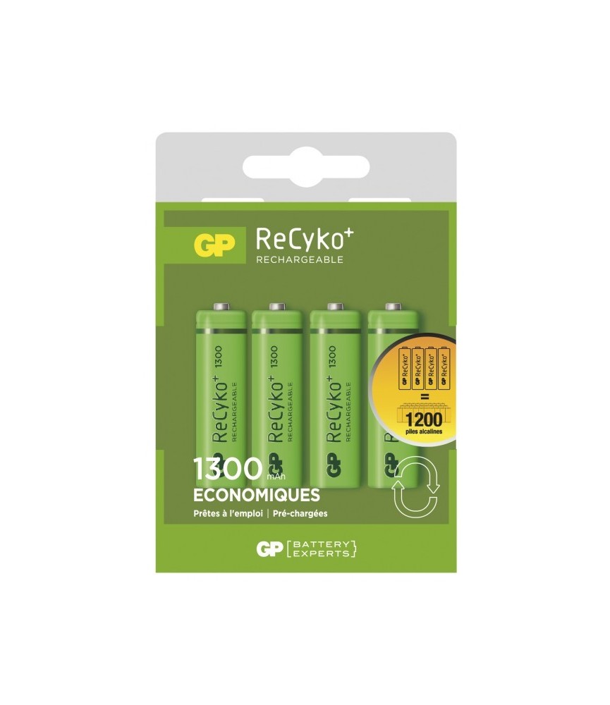 4 piles rechargeables - Recyko 130AAHCE-2FRB4 / AA - GP
