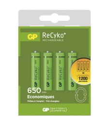 4 piles rechargeables - Recyko 65AAAHCE-2FRB4 / AAA - GP