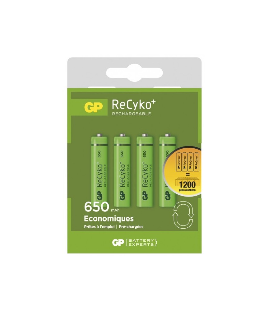 4 piles rechargeables - Recyko 65AAAHCE-2FRB4 / AAA - GP