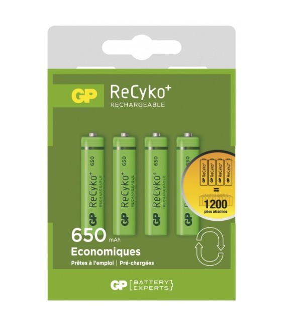 4 piles rechargeables - Recyko 65AAAHCE-2FRB4 / AAA - GP