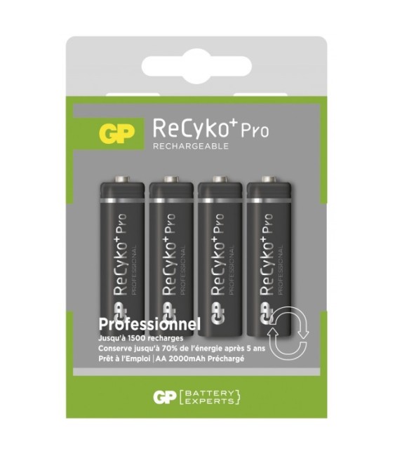 4 piles rechargeables - Recyko Pro 210AAHCBE-2FRB4 / AA - GP