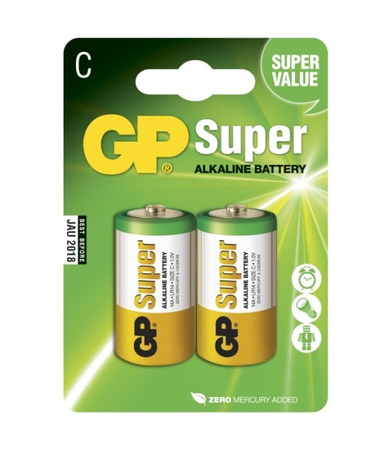 2 Piles alcaline - Super - C-pile, 14A/LR14 - GP