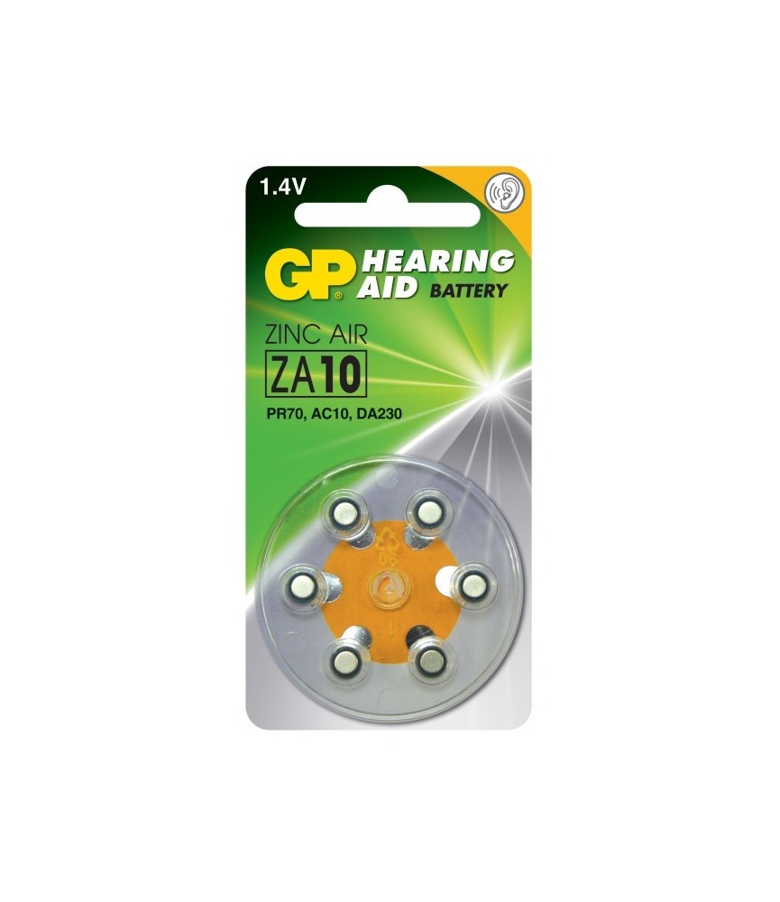 6 piles auditives - Zinc Air - ZA 10-D6 - GP 6 piles auditives - Zinc Air - ZA 10-D6 - GP