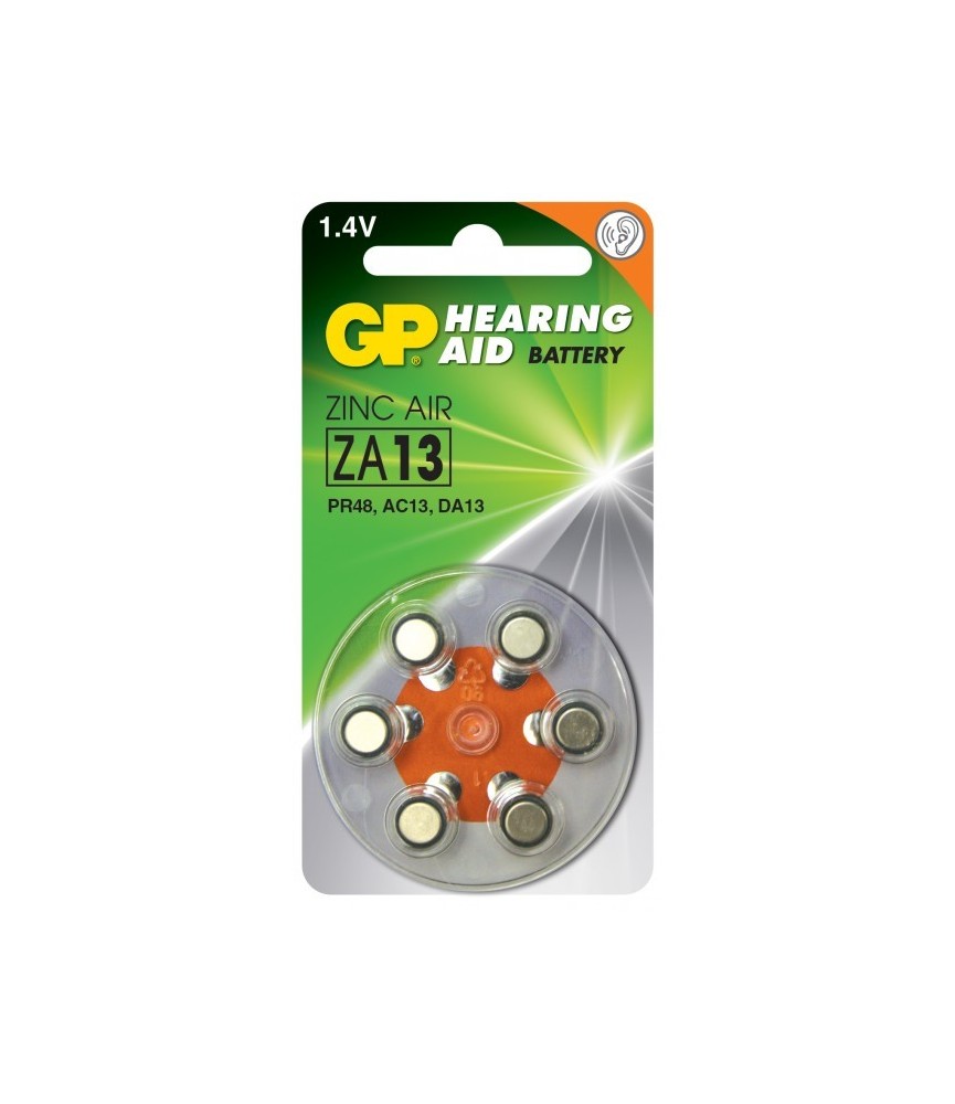 6 piles auditives - Zinc Air - ZA 13-D6 - GP 6 piles auditives - Zinc Air - ZA 13-D6 - GP