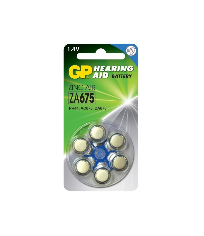 6 piles auditives - Zinc Air - ZA 675-D6 - GP 6 piles auditives - Zinc Air - ZA 675-D6 - GP