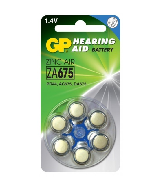 6 piles auditives - Zinc Air - ZA 675-D6 - GP
