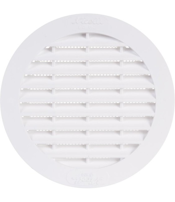 Grille d'aération ronde avec moustiquaire - 174 mm - Blanc - GIRPI