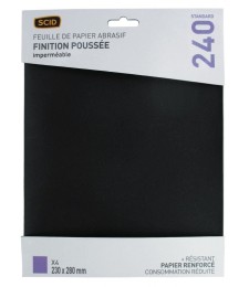 Papier abrasif imperméable - 230 x 280 mm - Grain 1000 - Lot de 4 - SCID