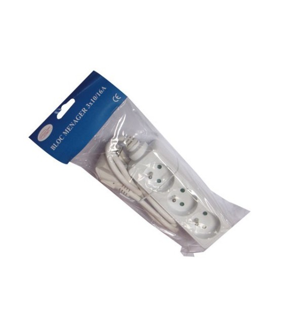 Bloc multiprises - 3 prises avec terre - 16 A - SATIPLUGS FRANCE