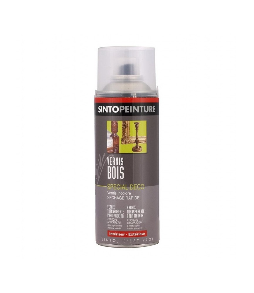 Vernis bois en aérosol - Incolore Mat - 400 ml - SINTO Vernis bois en aérosol - Incolore Mat - 400 ml - SINTO
