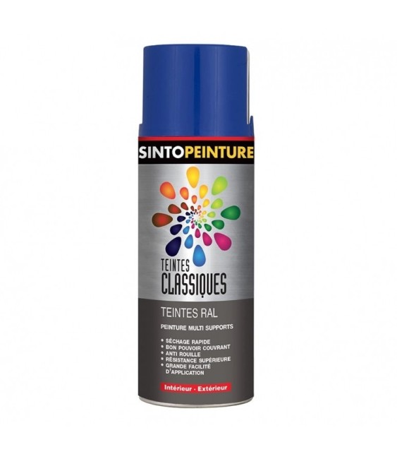 Peinture multi-supports - Teintes classiques RAL - Bleu vintage brillant - 400 ml - SINTO