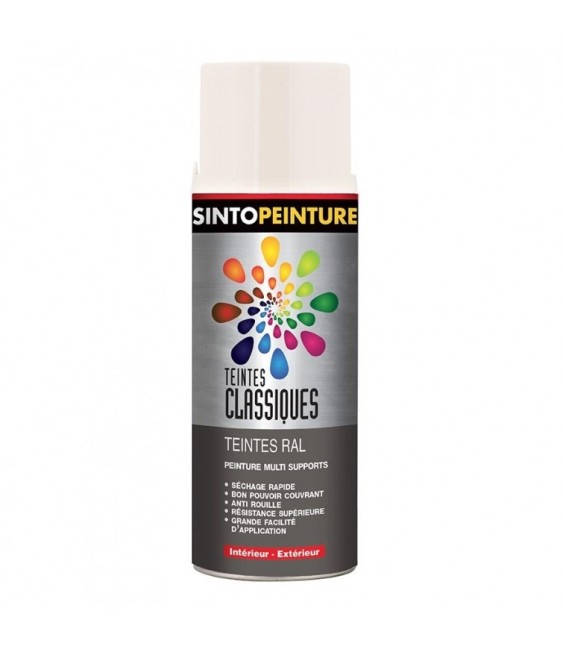 Peinture multi-supports - Teintes classiques RAL - Blanc crème brillant - 400 ml - SINTO