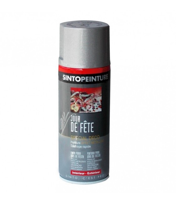 Peinture aérosol - Spécial Jour de fête - Argent métalissé - 400 ml - SINTO