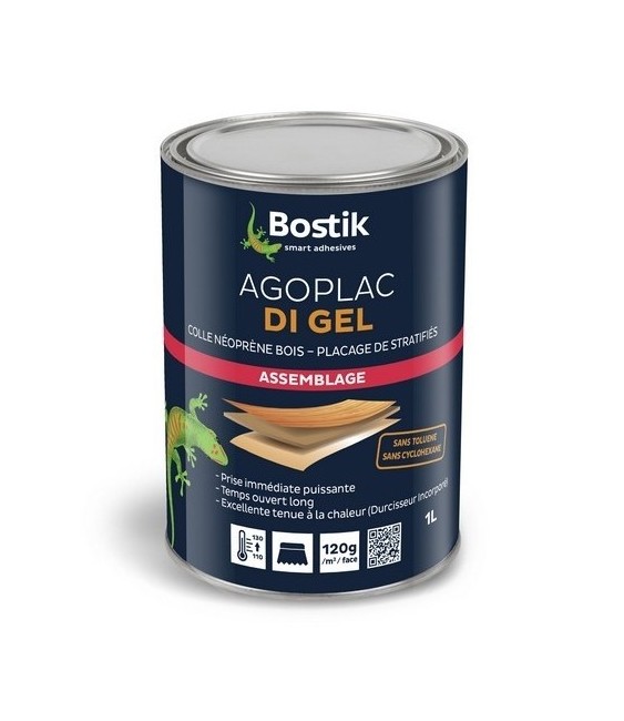 Colle contact gel avec Durcisseur Incorporé - Agoplac Di Gel - 1 L - BOSTIK