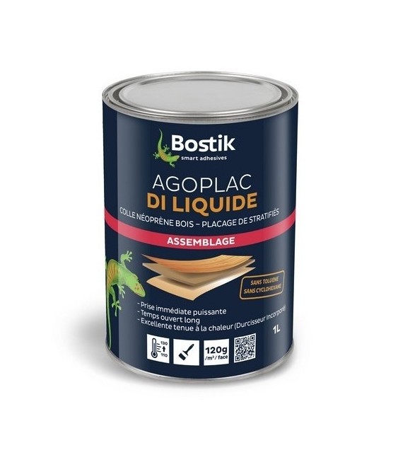 Colle contact liquide avec Durcisseur Incorporé - Agoplac Di Liquide - 1 L - BOSTIK