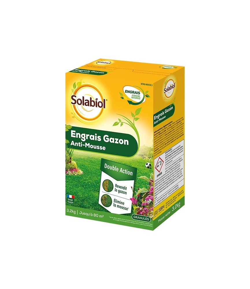 Engrais Gazon Anti-Mousse - 3.2 Kg - SOLABIOL