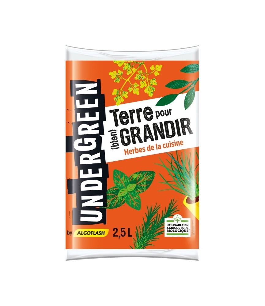 Terreau Herbes de cuisine - Terre pour bien grandir - 2.5 L - UNDERGREEN Terreau Herbes de cuisine - Terre pour bien grandir - 2.5 L - UNDERGREEN